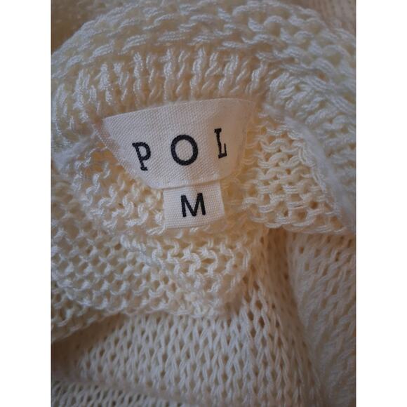 Pol Shirt Medium Cream Open Knit Top Lagenlook Relaxed Bohemian Casual Festival - Picture 7 of 12